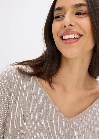 Cienki sweter z aplikacją ze sztrasów • naturalny kamień • sklep bonprix