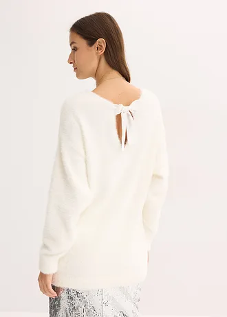 Lange trui van zacht verengaren, Kleur: wolwit