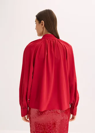 Blouse met strik, Kleur: chilirood