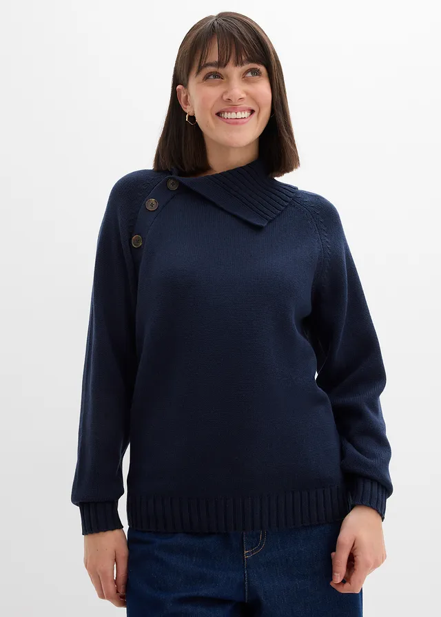 Pull asymétrique, Couleur: bleu foncé