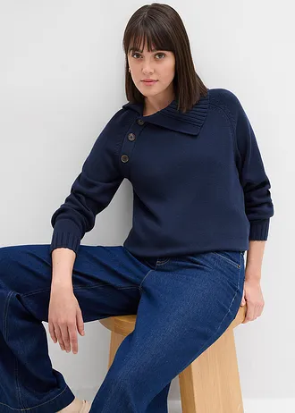 Pulover asimetric • bleumarin • magazin bonprix