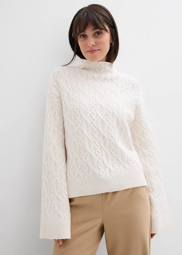 Pull en maille torsadée • blanc nacré chiné • product-page.page-title-suffix