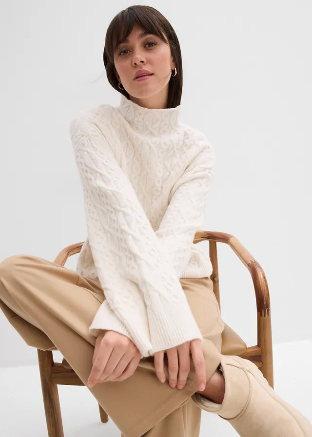Pull en maille torsadée • blanc nacré chiné • product-page.page-title-suffix