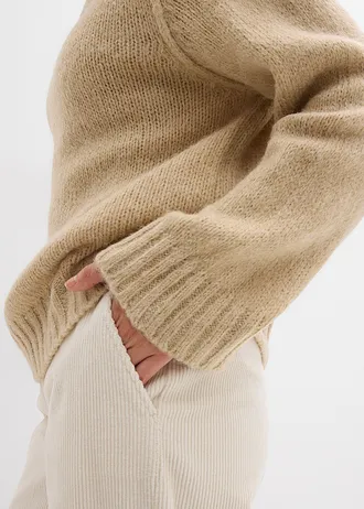 Gruby sweter oversize • jasny piaskowy • sklep bonprix