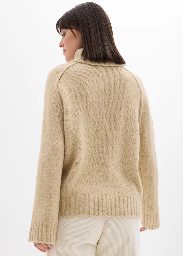 Pull oversize en grosse maille, Couleur: sable clair
