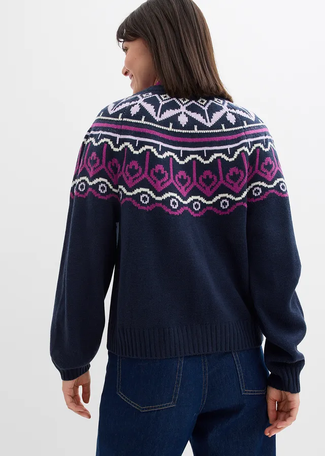 Oversized Noors vest • donkerblauw Noors patroon • product-page.page-title-suffix