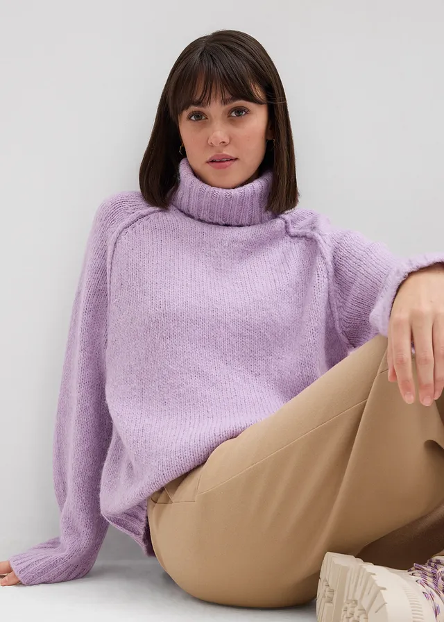 Oversize-pulóver, hrubo pletený • jemná orgovánová • obchod bonprix
