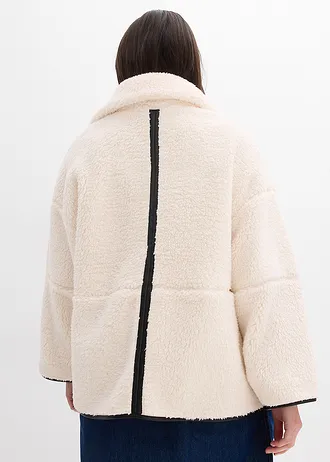 Jachetă oversized din fleece teddy • alb perlat • magazin bonprix