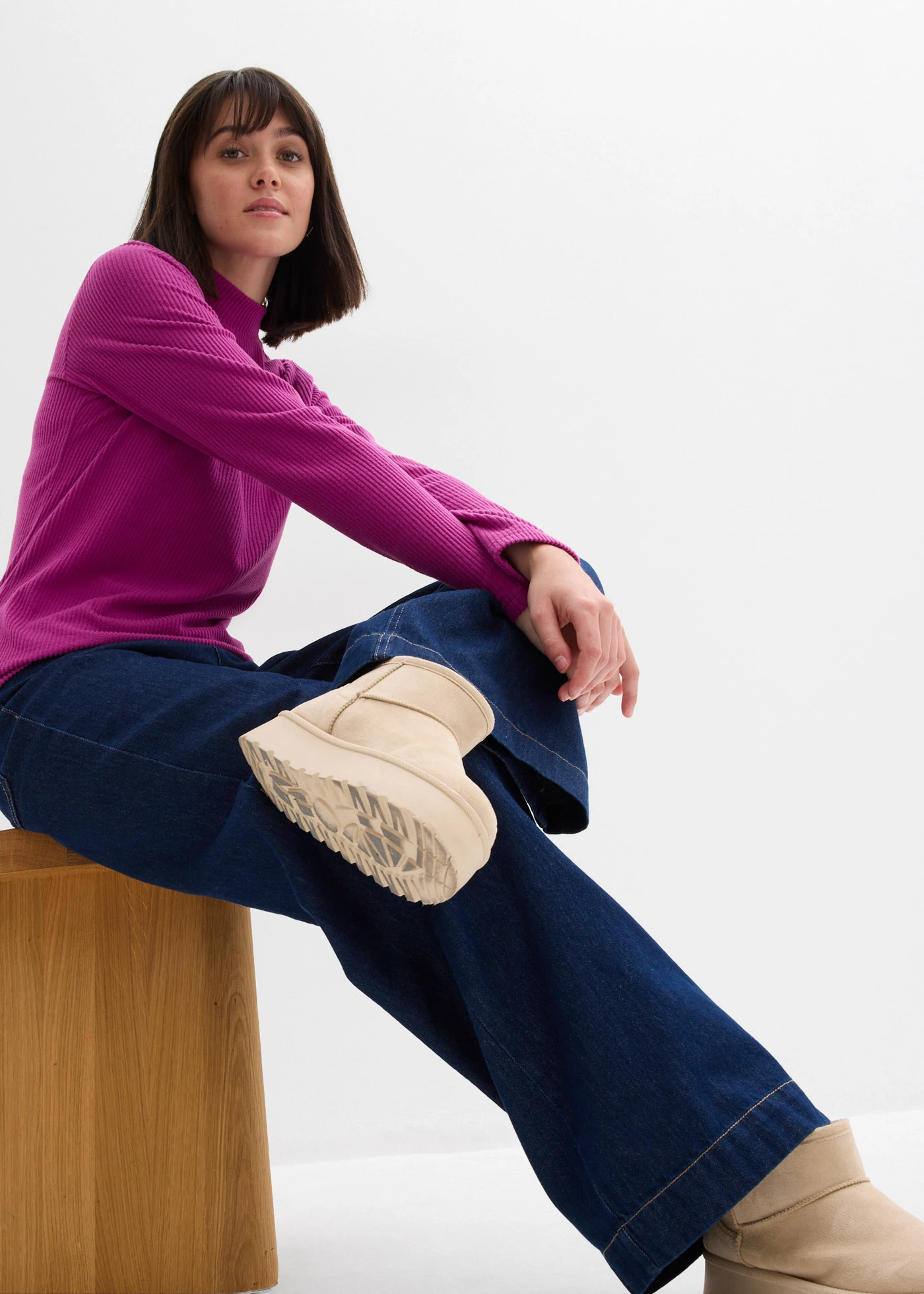 Bluză termo cu guler înalt • fucsia închis • magazin bonprix