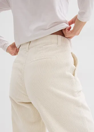 Wijde corduroy broek • parelwit • bonprix online shop