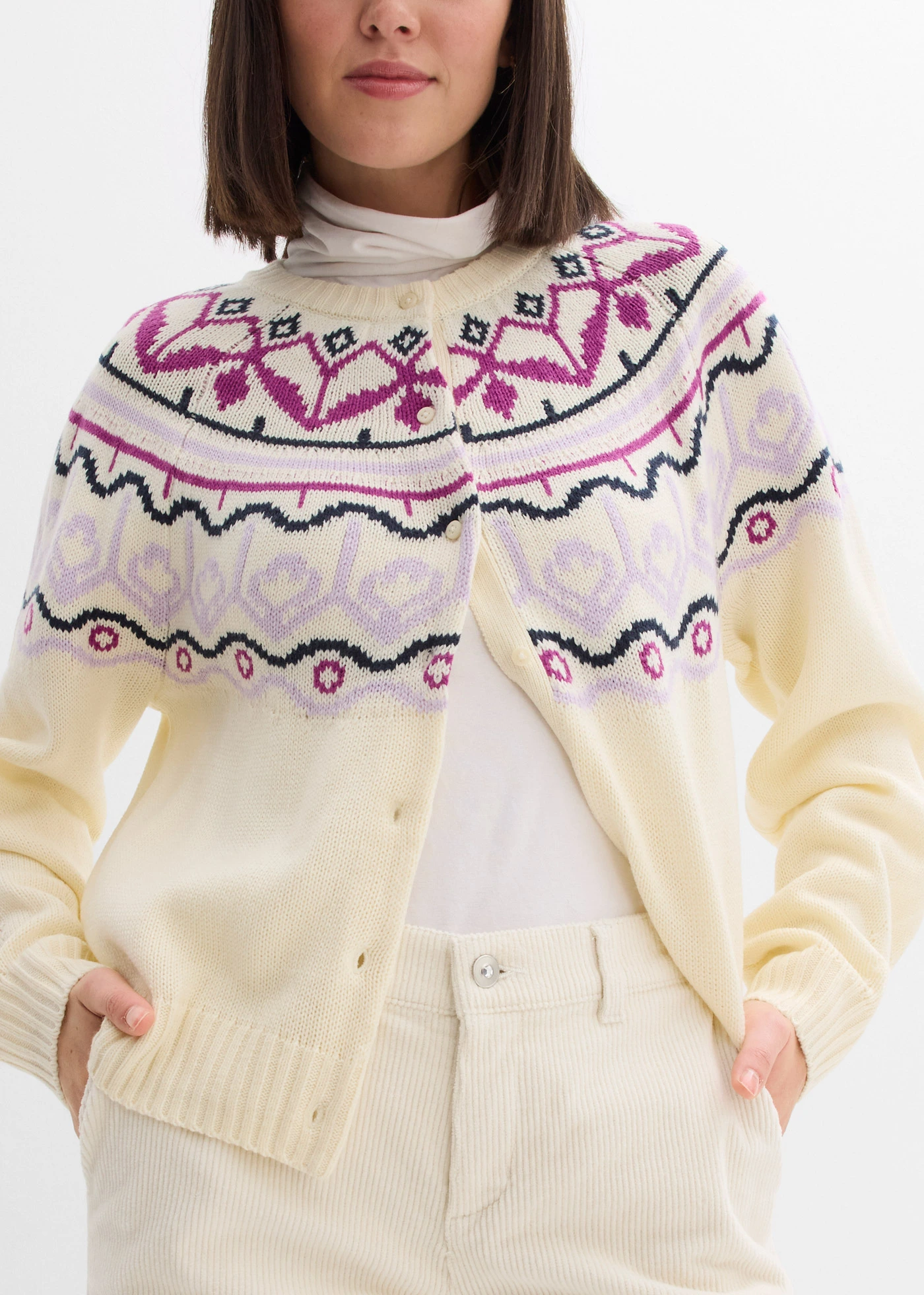 Wijde corduroy broek • parelwit • bonprix online shop