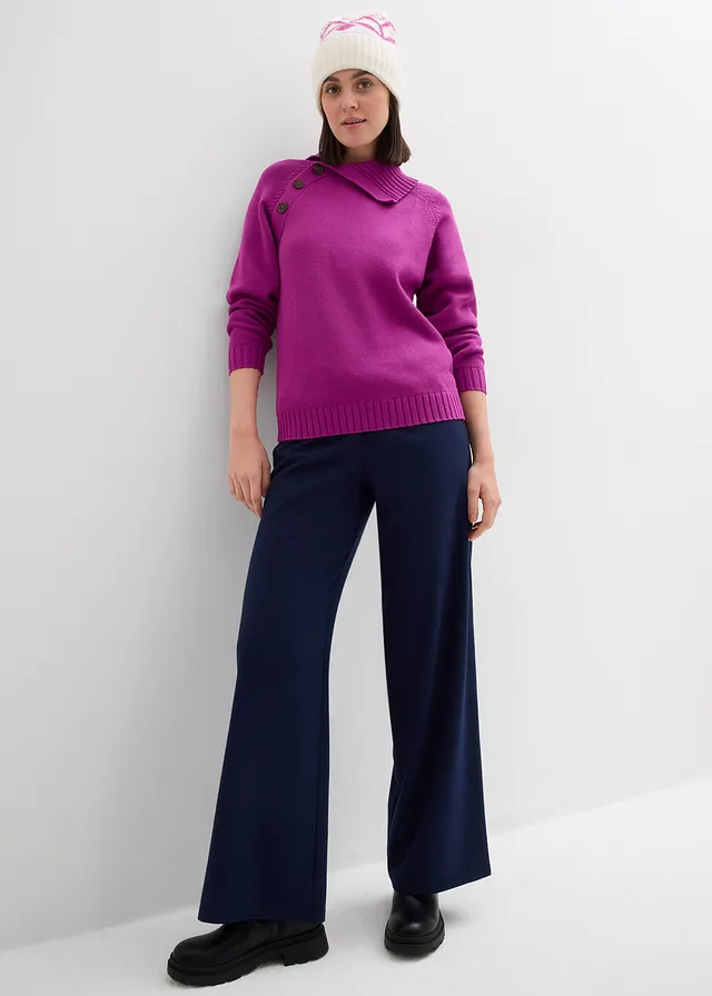 Asymmetrische trui, Kleur: donkerfuchsia
