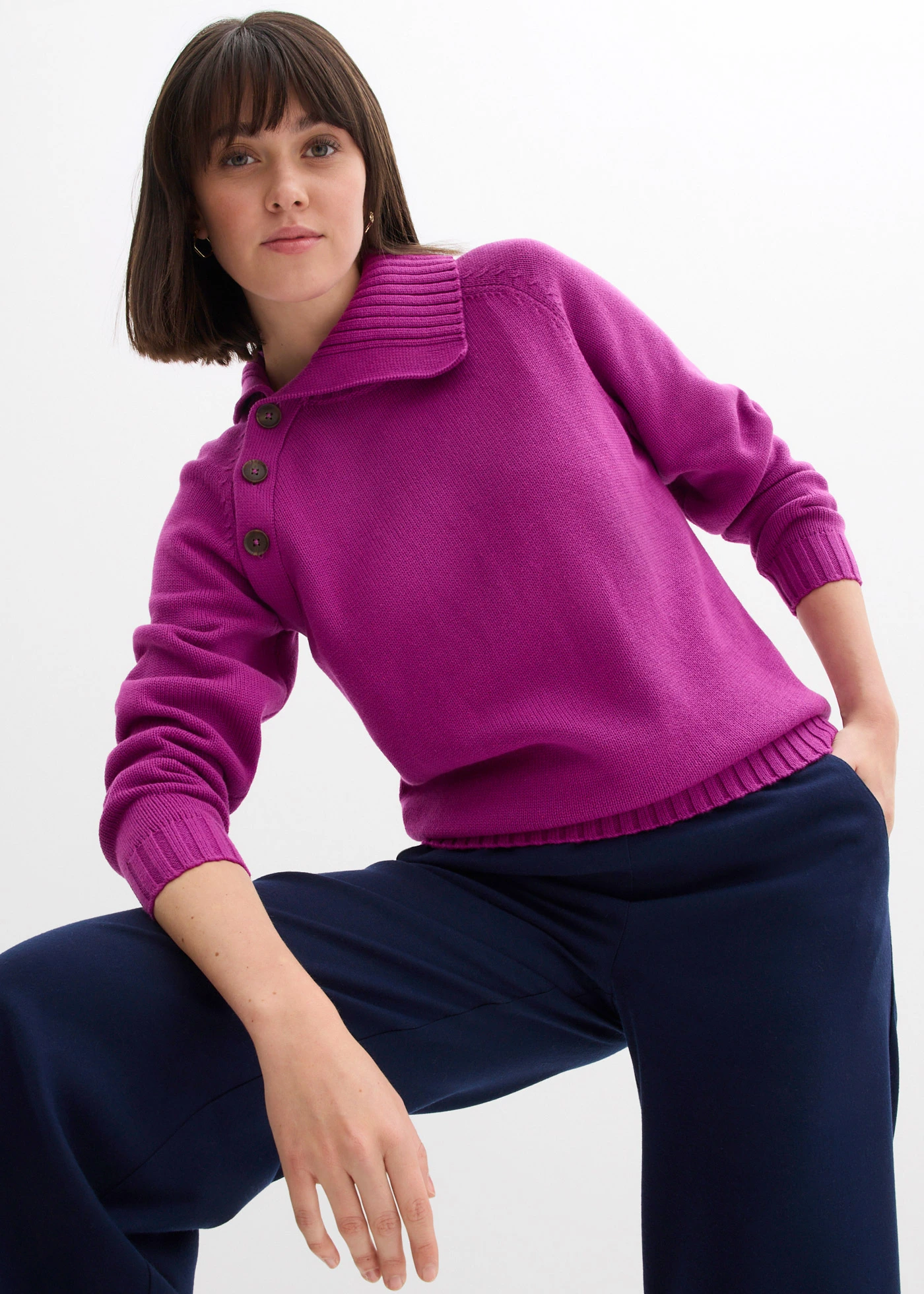 Pull asymétrique • fuchsia foncé • Boutique bonprix