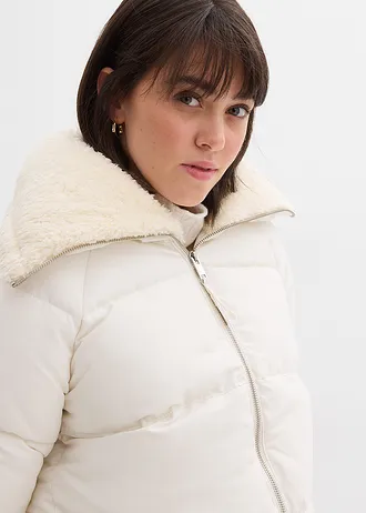 Doudoune avec col à doublure peluche • blanc nacré • Boutique bonprix