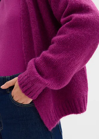 Jachetă tricotat cu ochiuri mari, scurtă ,model oversize • fucsia închis • magazin bonprix