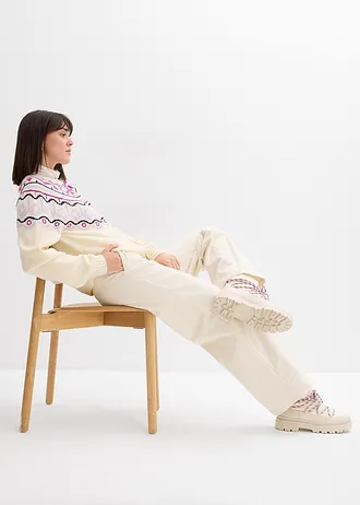 Wijde corduroy broek • parelwit • bonprix online shop