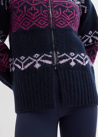 Krátký pletený kabátek s norským vzorem • tmavě modrá • bonprix obchod