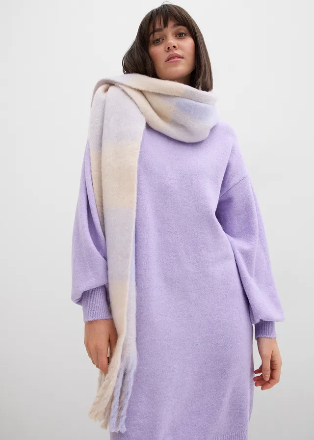 Rochie tricotată texturată melanj • liliachiu pastel • magazin bonprix