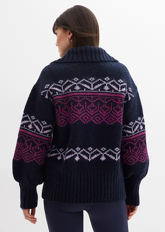 Gilet en maille à motif norvégien • bleu foncé • Boutique bonprix