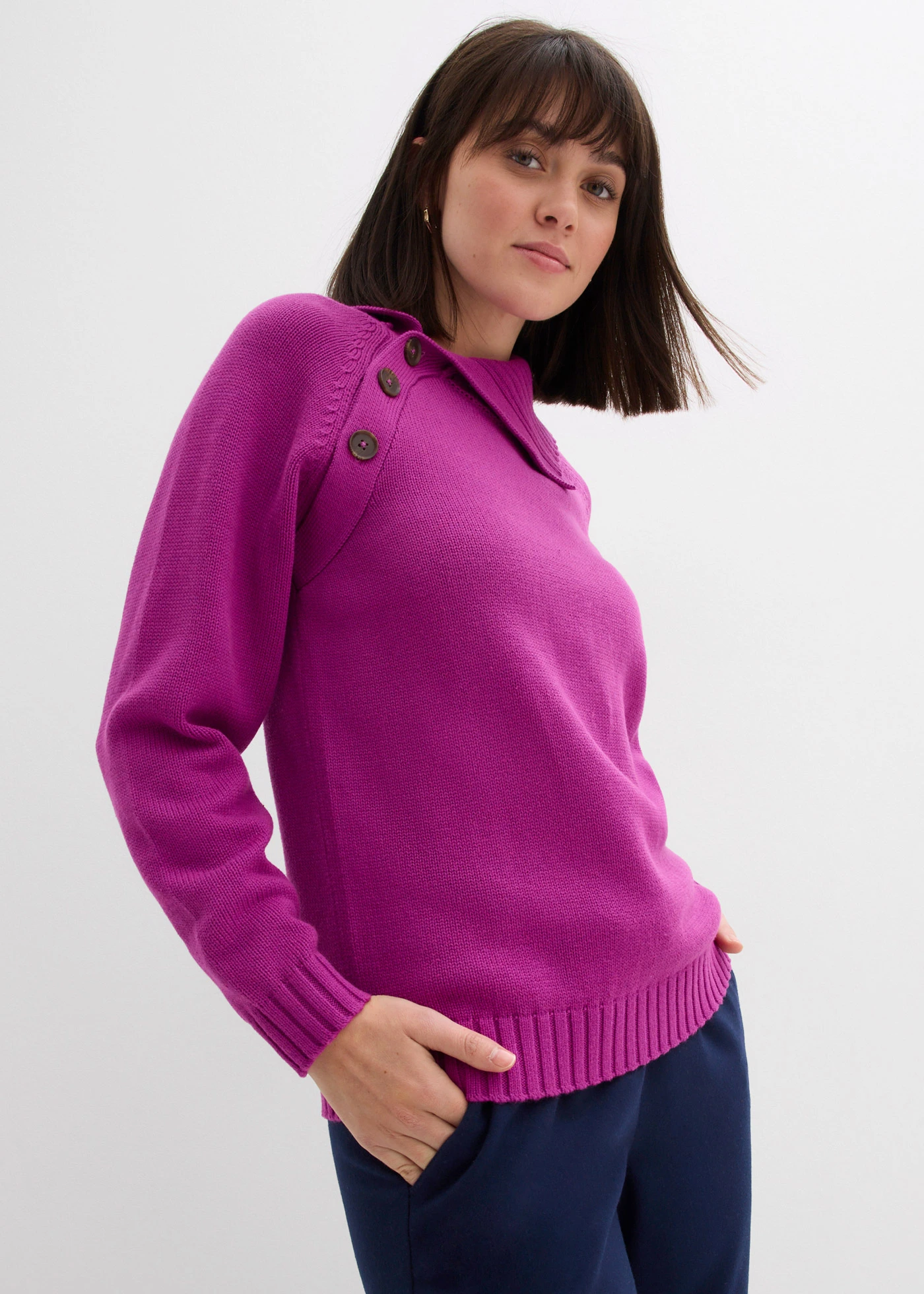 Pulover asimetric • fucsia închis • magazin bonprix