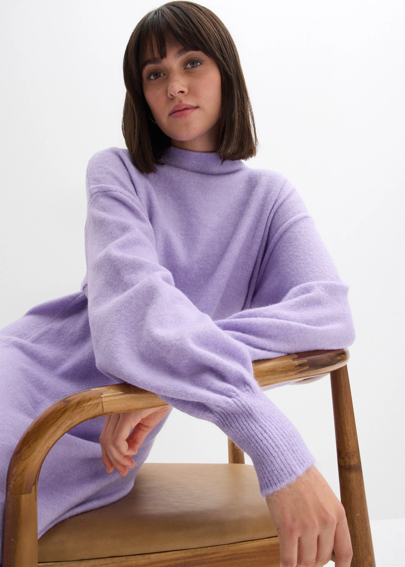 Robe en maille chinée • parme • Boutique bonprix