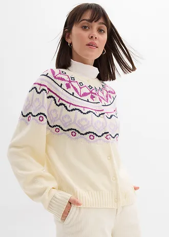 Gilet en maille oversize à motif norvégien • blanc nacré norvégien • Boutique bonprix