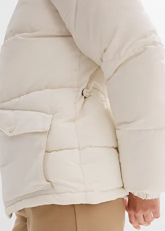 Geacă matlasată cu guler din material teddy • alb perlat • magazin bonprix