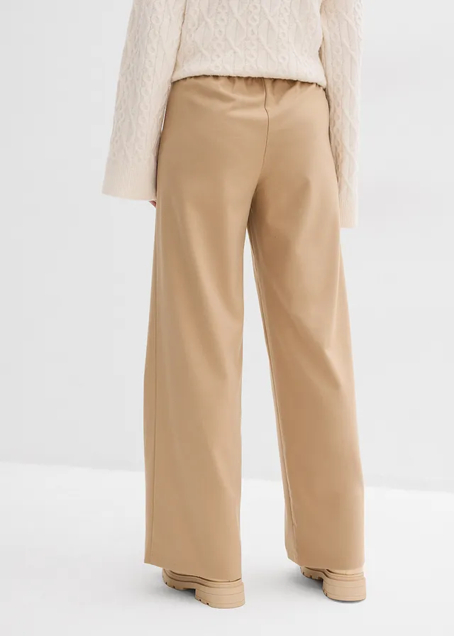 Broek met comfortband in een wollen look • lichtkaki • product-page.page-title-suffix