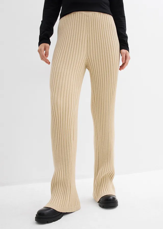 Gebreide broek van een softe viscosemix • lichtsand • product-page.page-title-suffix