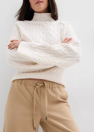 Nohavice s pohodlným pásom, vlnený vzhľad • svetlá khaki • obchod bonprix