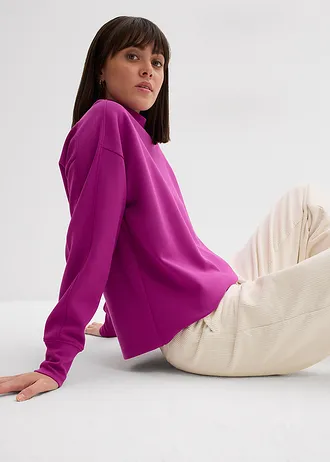 Bluză casual oversize din material scuba moale • fucsia închis • magazin bonprix