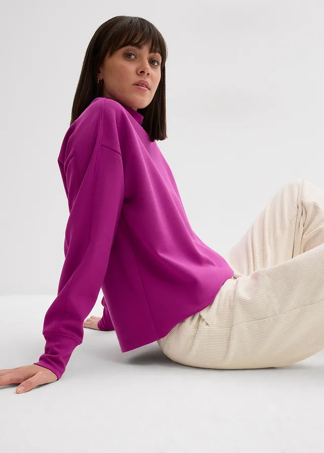 Oversized sweater van zachte scuba • donkerfuchsia • product-page.page-title-suffix