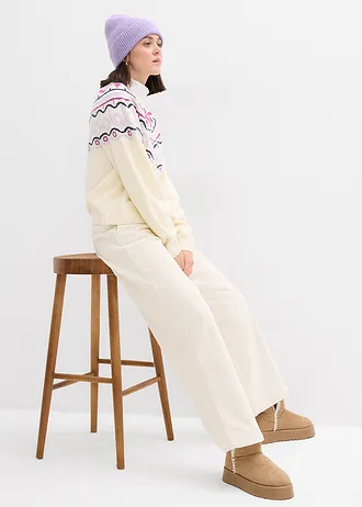 Gilet en maille oversize à motif norvégien, Couleur: blanc nacré norvégien