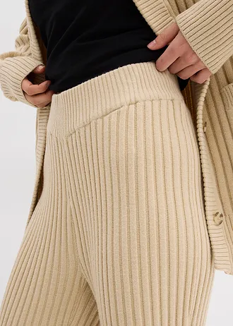 Pantaloni din tricot fin și moale cu viscoză • bej nisipiu mat • magazin bonprix