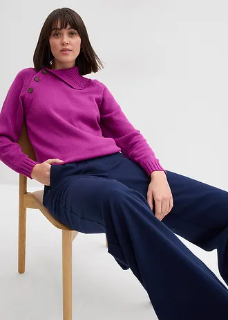 Pantaloni cu aspect de lână cu talie comodă • bleumarin • magazin bonprix