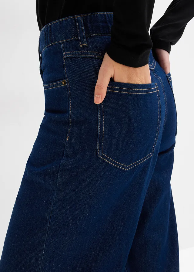 Džínsy straight, Loose, High Waist • tmavomodrá denim • obchod bonprix