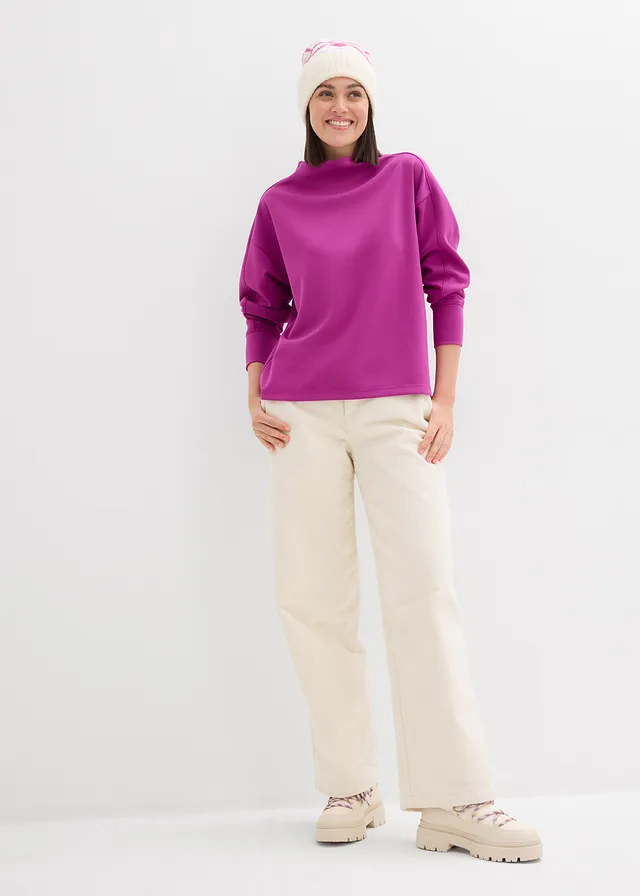 Oversized sweater van zachte scuba • donkerfuchsia • product-page.page-title-suffix