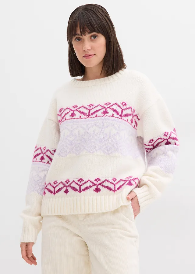 Pull à motif norvégien • blanc nacré imprimé • product-page.page-title-suffix