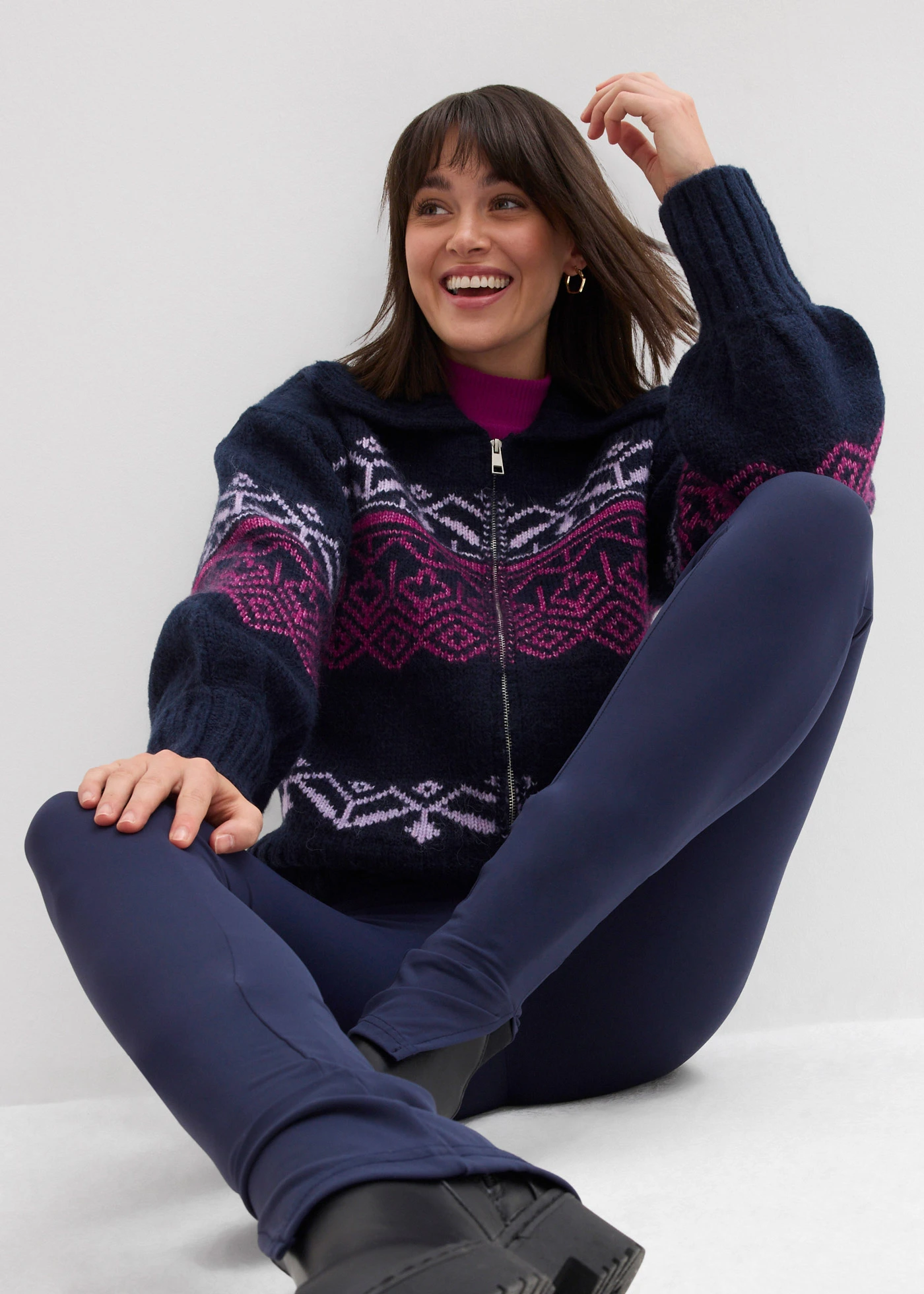 Legging avec fermeture zippée dans la couture • bleu foncé • Boutique bonprix