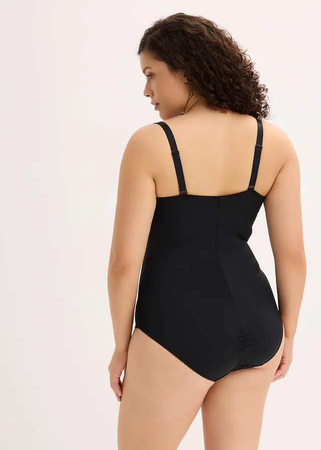 Body sculptant avec fil brillant, maintien léger, Couleur: noir-cuivré métallisé