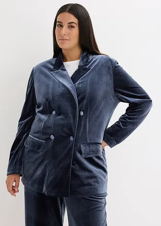 Blazer din catifea moale, culoare: bleumarin