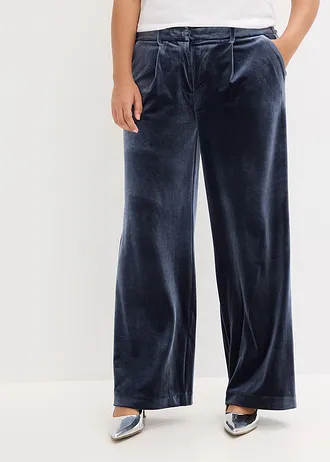 Pantalon en velours doux, Couleur: bleu foncé