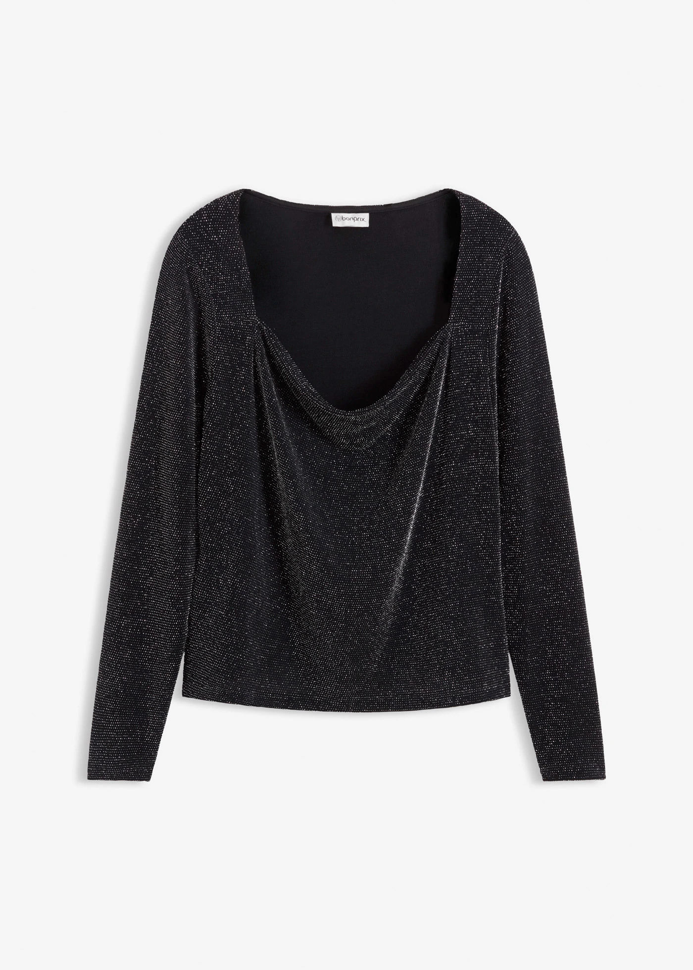 Top cu decolteu în cascadă • negru • magazin bonprix