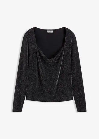 Top met watervalhals • zwart • bonprix online shop