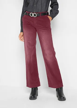 Stretch corduroy broek, wijd, Kleur: esdoornrood