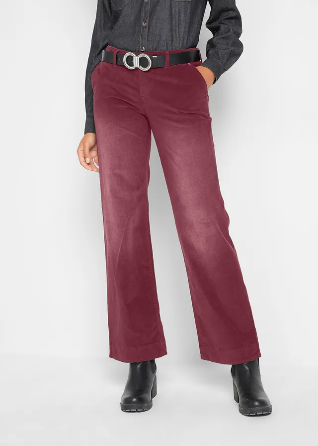 Stretch corduroy broek, wijd • esdoornrood • product-page.page-title-suffix