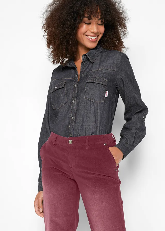 Stretch corduroy broek, wijd • esdoornrood • product-page.page-title-suffix