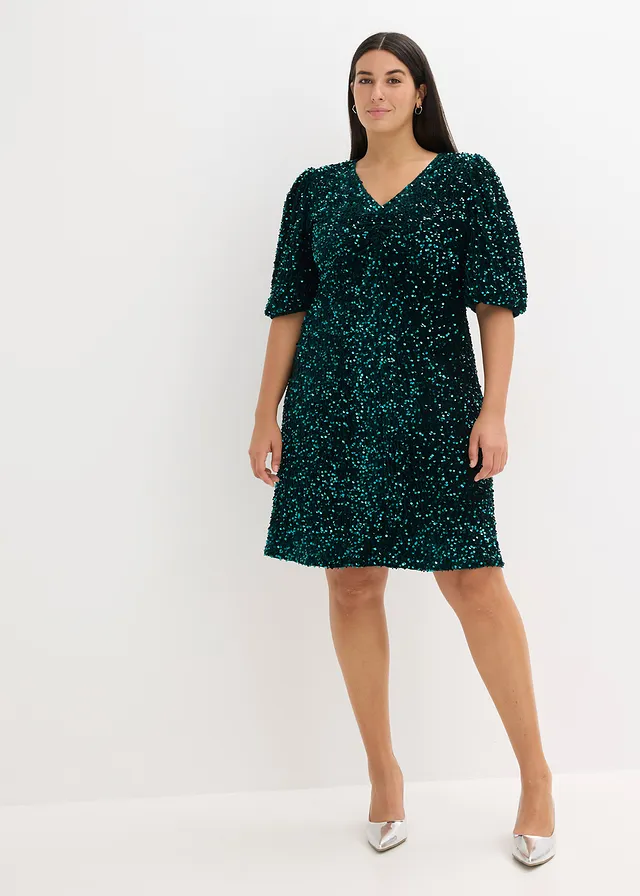 Robe à sequins, Couleur: vert foncé