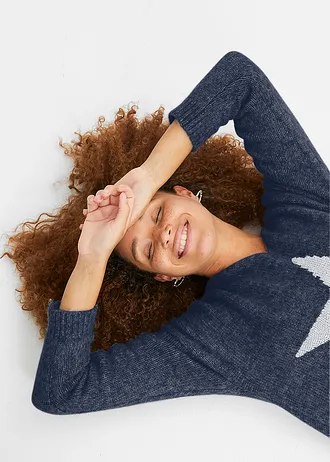 Pulover cu stea • bleumarin • magazin bonprix