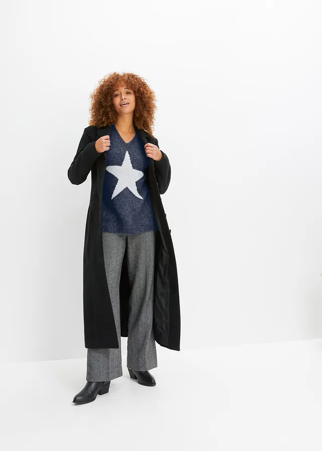 Pull motif étoile, Couleur: bleu foncé